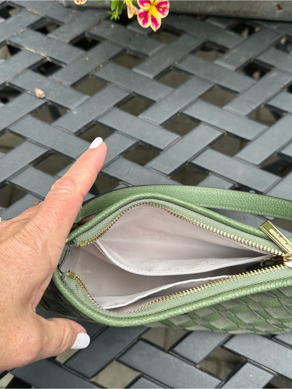 Kate Spade Green Kayla Small Convertible Woven Shoulder Bag - Picture 8 of 14